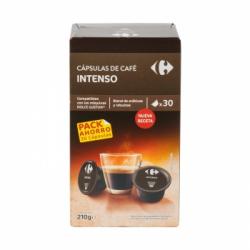 Café intenso en cápsulas Carrefour compatible con Dolce Gusto 30 unidades de 7 g.