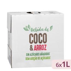 Bebida de coco y arroz sin azúcares añadidos Hacendado 6 bricks X 1 L