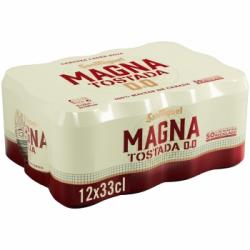 Cerveza San Miguel Magna tostada 0,0 alcohol pack 12 latas 33 cl.