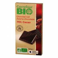 Chocolate negro 74% ecológico Carrefour Bio 100 g.