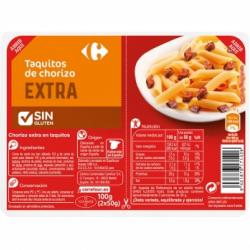 Chorizo Extra en taquitos Carrefour sin gluten 2x50 g