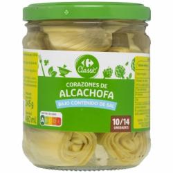 Corazones de alcachofa bajo contenido de sal Carrefour sin lactosa 245 g.