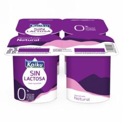 Leche fermentada desnatada natural Kaiku sin lactosa pack de 4 unidades de 125 g.