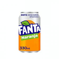 Refresco Fanta naranja zero azúcares añadidos Lata 330 ml