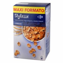 Copos de arroz, trigo integral y cebada integral Stylesse Carrefour 750 g.