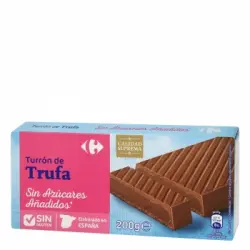 Turrón de trufa sin azúcar añadido Carrefour sin gluten 200 g.