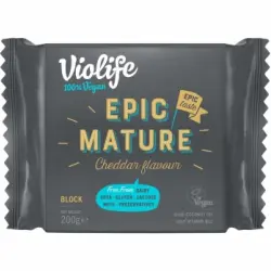 Bloque vegano sabor cheddar Epic Mature Violife sin gluten sin lactosa 200 g.