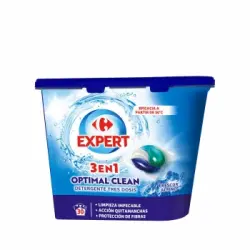 Detergente en cápsulas tres dosis frescor alpino 3en1 Optimal Clean Carrefour Expert 30 lavados.