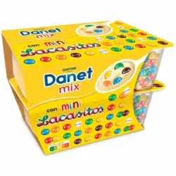 Natillas con mini lacasitos Danone Danet Mix pack de 2 unidades de 122 g.