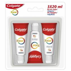 Dentífrico 24h de protección completa Total Original Colgate pack de 3 unidades de 20 ml.