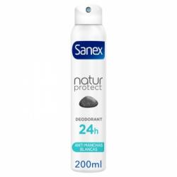 Desodorante en spray 24h anti-manchas blancas con piedra de alumbre Natur Protect Sanex 200 ml.