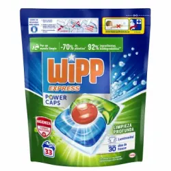 Detergente en cápsulas limpieza profunda higiene antiolores Wipp Express 33 lavados.