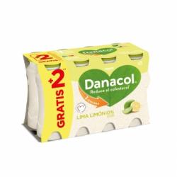 Leche fermentada líquida de lima-limón sin azúcar añadido Danone Danacol sin gluten pack de 6 unidades de 100 g.