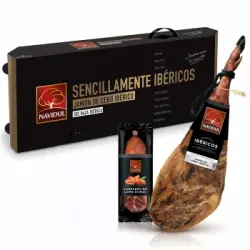 Lote de Jamón de Cebo Ibérico 50% Raza Ibérica Navidul pieza de 7 kg aprox + Cabecero de lomo curado 350 g aprox