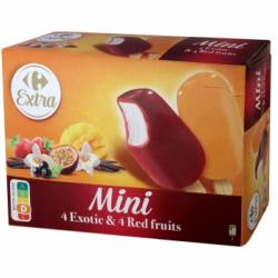 Mini bombón helado de frutas exóticas y frutos rojos con vainilla Carrefour 8 ud.