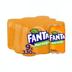 Refresco Fanta naranja 9 latas X 330 ml