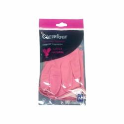 2 Guantes flocados de Látex Carrefour M - Rosa