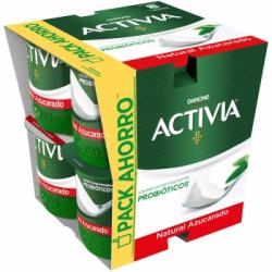 Bífidus natural azucarado Danone Activia pack de 8 unidades de 120 g.