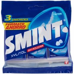 Caramelos sabor menta sin azúcar Smint sin gluten pack de 3 paquetes de 8 g.