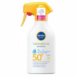 Spray protector solar bebés y niños FP50+ protección piel sensible Babies & Kids Sensitive Nivea Sun 270 ml.