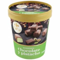 Tarrina de bombones de chocolate y pistacho Extra Carrefour 18 ud