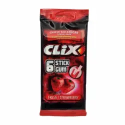 Chicles de fresa sin azúcar Clix sin gluten pack de 3 unidades de 15,6 g.