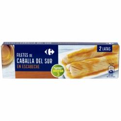 Filetes de caballa del sur en escabeche Carrefour pack de 2 latas de 65 g.