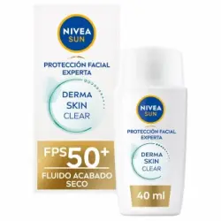 Fluido facial acabado en seco derma skin clear FPS50+ Nivea Sun 40 ml.
