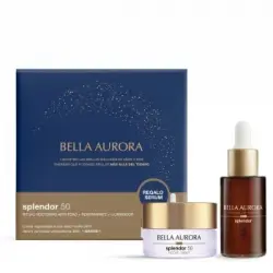 Pack Splendor 50 Noche Bella Aurora: Crema antiedad global noche 30 ml y serum iluminador antioxidante 30 ml.