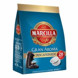 Café descafeinado monodosis Gran Aroma Marcilla compatible con Senseo 28 unidades de 7 g.