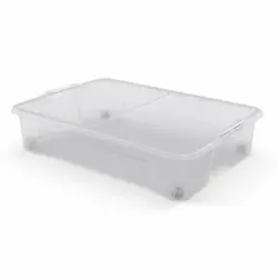 Caja de Ordenación con Ruedas CARREFOUR HOME con Tapa 50 l - Transparente