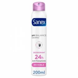 Desodorante en spray dermo invisible protección 24h antitranspirante Sanex 200 ml.