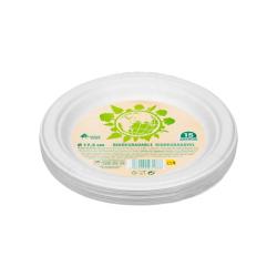 Plato postre biodegradable Bosque Verde Paquete 15 ud