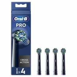 Recambios cabezales cepillo eléctrico negro Pro CrossAction Oral-B 4 ud.