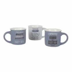 Set de 3 Tazas de Porcelana Vintage Expresso 100 ml - Azul