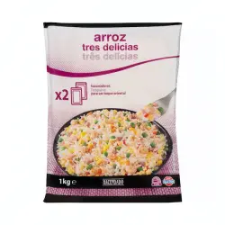 Arroz tres delicias Hacendado ultracongelado Paquete 1 kg