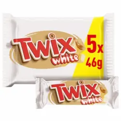 Barritas de chocolate blanco y galleta rellena de caramelo Twix white 5 ud.