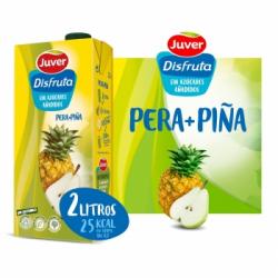 Bebida de frutas de pera y piña sin azúcar añadido Juver-Disfruta brik 2 l.