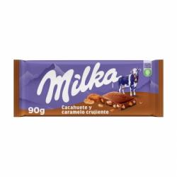 Chocolate con caramelo y cacahuetes crujientes Milka 90 g.