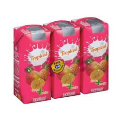 Fruta + leche tropical Hacendado 3 mini bricks X 330 ml