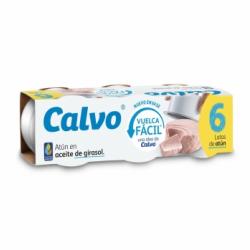 Atún en aceite de girasol Calvo pack de 6 latas de 52 g.