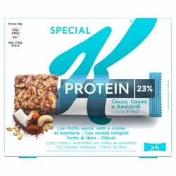 Barritas de cereales con coco, cacao y anarcardos con crema de almendra Special K Protein Kellogg's 4 ud.