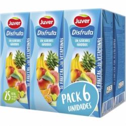 Bebida de fruta 10 frutas y vitaminas sin azúcar añadido Juver-Disfruta pack de 6 briks de 20 cl.