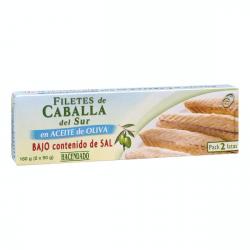 Filetes de caballa del sur bajo contenido en sal Hacendado en aceite de oliva 2 latas X 0.065 kg