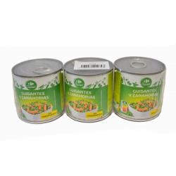 Guisantes con Zanahoria Carrefour pack de 3 unidades de 130 g.