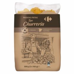 Patatas fritas churrería en aceite de girasol Carrefour pack de 2 bolsas de 150 g.