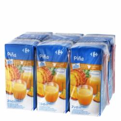 Bebida de piña Carrefour sin azúcar pack de 6 briks de 20 cl.