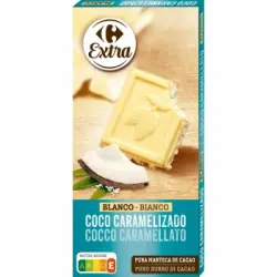 Chocolate blanco de coco caramelizado Extra Carrefour 200 g.