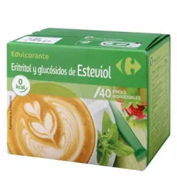 Edulcorante eritritol y glucósidos de esteviol Carrefour 40 ud.