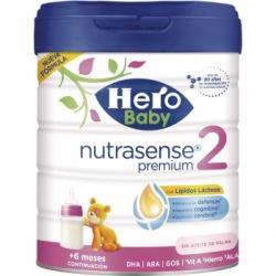 Leche infantil de continuación desde 6 meses en polvo Hero Baby Nutrasense Premium 2 sin aceite de palma lata 800 g.